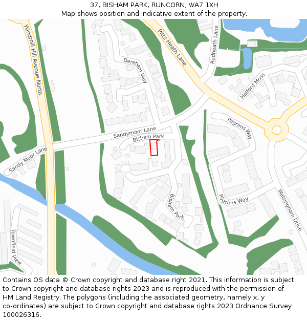 37, BISHAM PARK, RUNCORN, WA7 1XH: Location map and indicative extent of plot