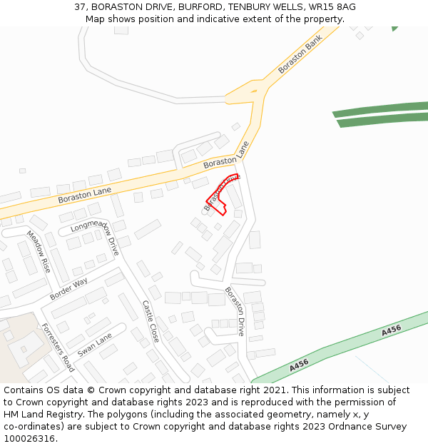 37, BORASTON DRIVE, BURFORD, TENBURY WELLS, WR15 8AG: Location map and indicative extent of plot