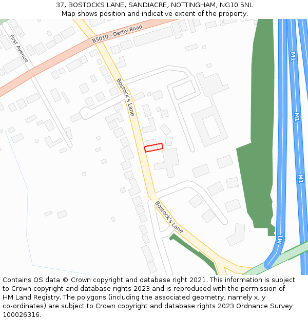 37, BOSTOCKS LANE, SANDIACRE, NOTTINGHAM, NG10 5NL: Location map and indicative extent of plot