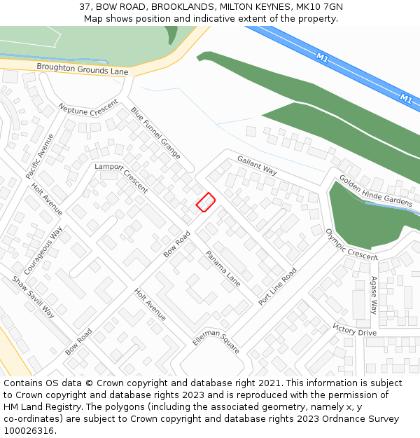 37, BOW ROAD, BROOKLANDS, MILTON KEYNES, MK10 7GN: Location map and indicative extent of plot