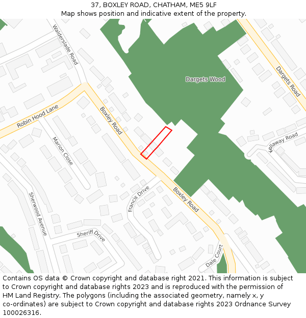 37, BOXLEY ROAD, CHATHAM, ME5 9LF: Location map and indicative extent of plot
