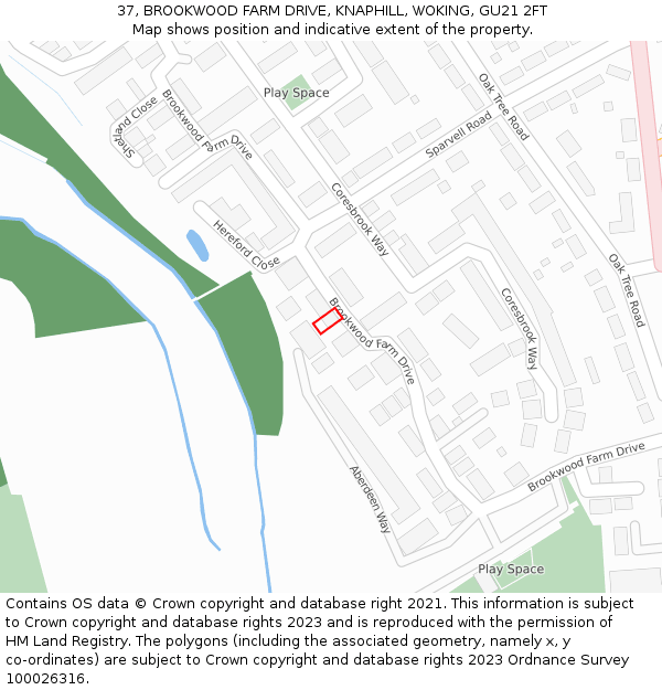 37, BROOKWOOD FARM DRIVE, KNAPHILL, WOKING, GU21 2FT: Location map and indicative extent of plot