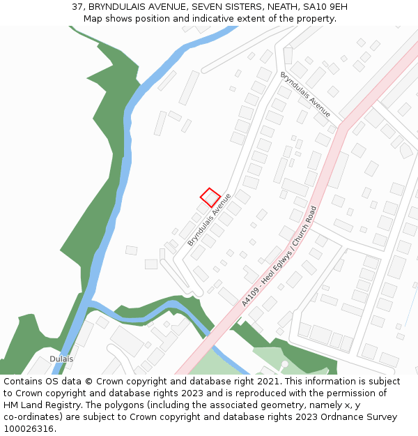 37, BRYNDULAIS AVENUE, SEVEN SISTERS, NEATH, SA10 9EH: Location map and indicative extent of plot