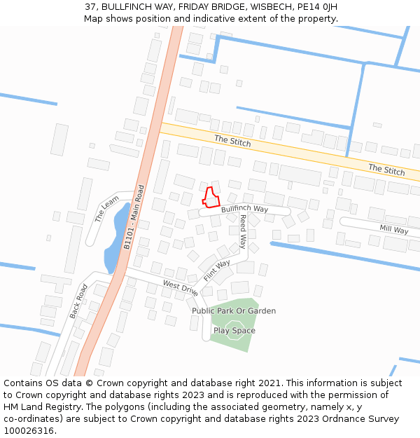 37, BULLFINCH WAY, FRIDAY BRIDGE, WISBECH, PE14 0JH: Location map and indicative extent of plot