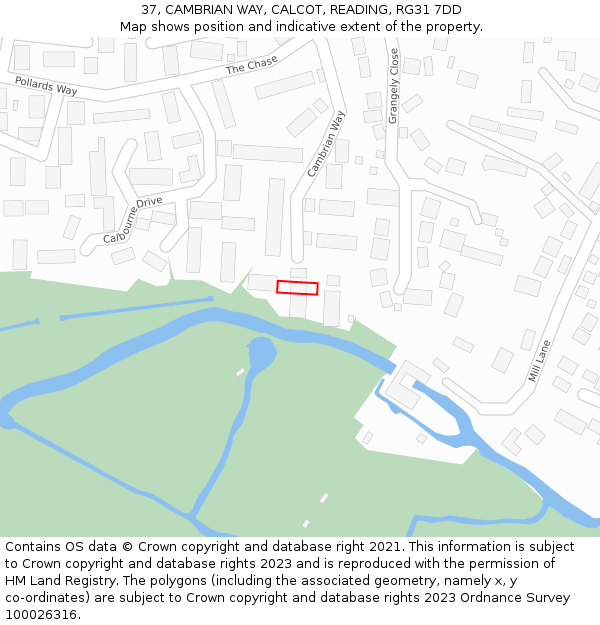 37, CAMBRIAN WAY, CALCOT, READING, RG31 7DD: Location map and indicative extent of plot