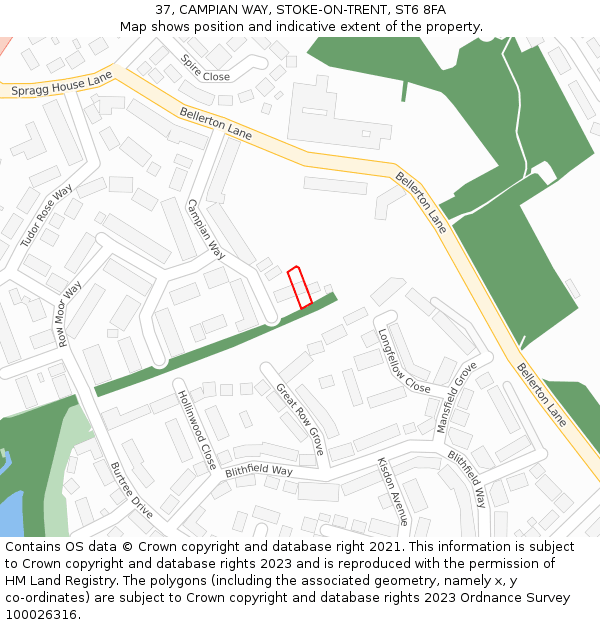 37, CAMPIAN WAY, STOKE-ON-TRENT, ST6 8FA: Location map and indicative extent of plot