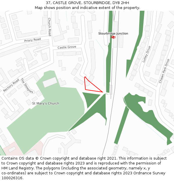 37, CASTLE GROVE, STOURBRIDGE, DY8 2HH: Location map and indicative extent of plot
