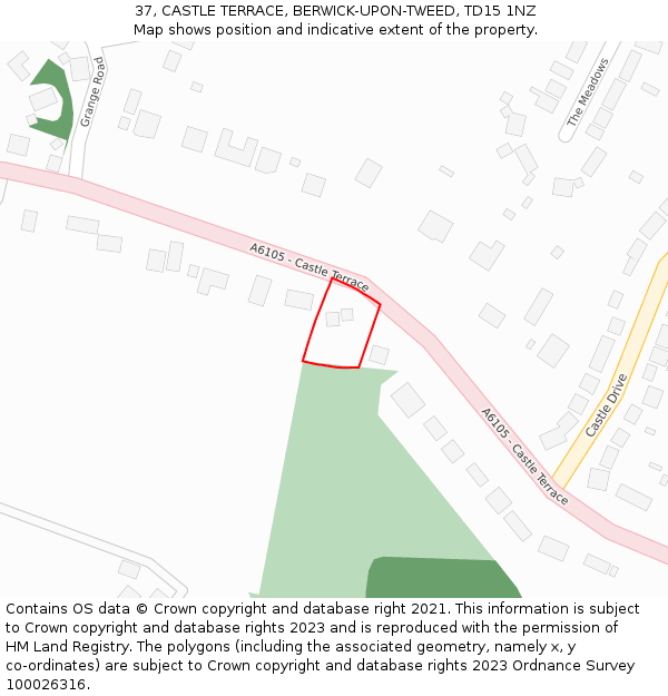 37, CASTLE TERRACE, BERWICK-UPON-TWEED, TD15 1NZ: Location map and indicative extent of plot