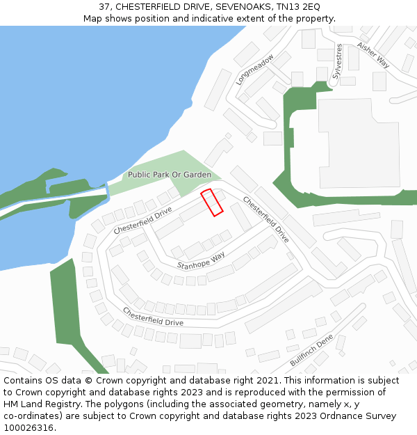 37, CHESTERFIELD DRIVE, SEVENOAKS, TN13 2EQ: Location map and indicative extent of plot