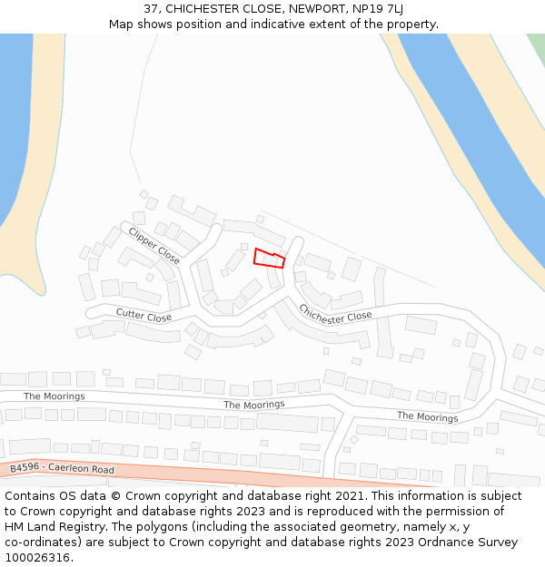 37, CHICHESTER CLOSE, NEWPORT, NP19 7LJ: Location map and indicative extent of plot