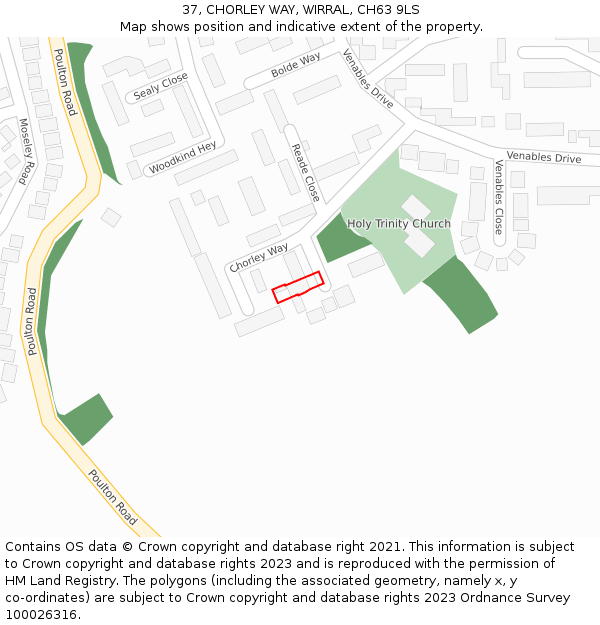 37, CHORLEY WAY, WIRRAL, CH63 9LS: Location map and indicative extent of plot