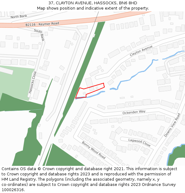 37, CLAYTON AVENUE, HASSOCKS, BN6 8HD: Location map and indicative extent of plot