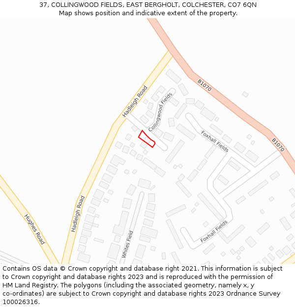 37, COLLINGWOOD FIELDS, EAST BERGHOLT, COLCHESTER, CO7 6QN: Location map and indicative extent of plot