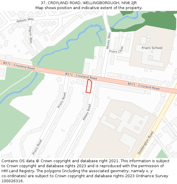 37, CROYLAND ROAD, WELLINGBOROUGH, NN8 2JR: Location map and indicative extent of plot