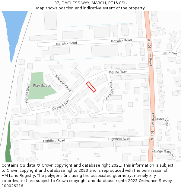 37, DAGLESS WAY, MARCH, PE15 8SU: Location map and indicative extent of plot