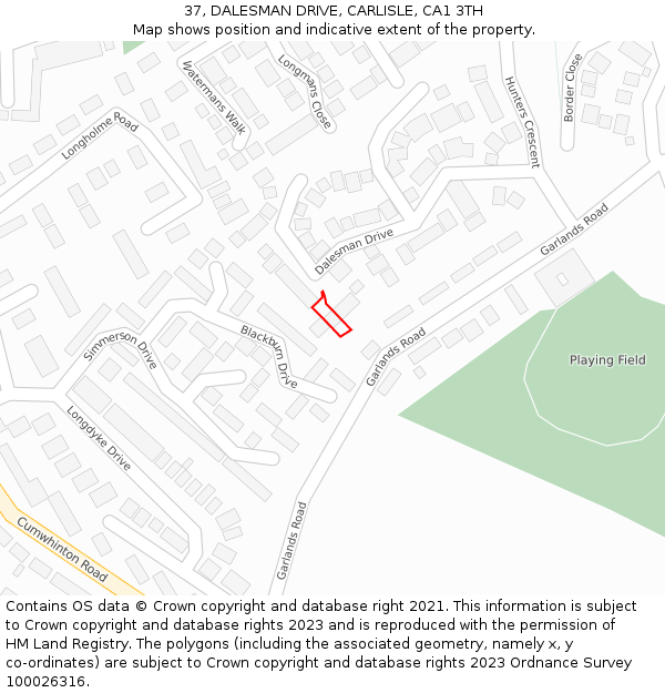 37, DALESMAN DRIVE, CARLISLE, CA1 3TH: Location map and indicative extent of plot