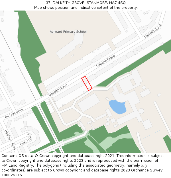 37, DALKEITH GROVE, STANMORE, HA7 4SQ: Location map and indicative extent of plot