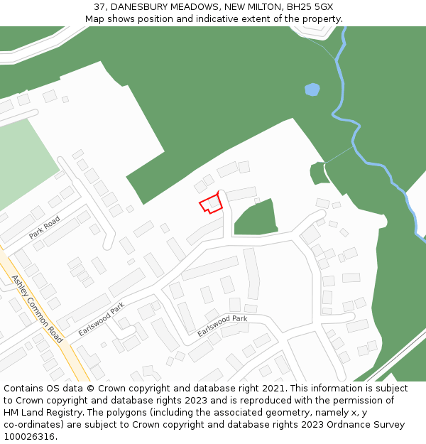 37, DANESBURY MEADOWS, NEW MILTON, BH25 5GX: Location map and indicative extent of plot