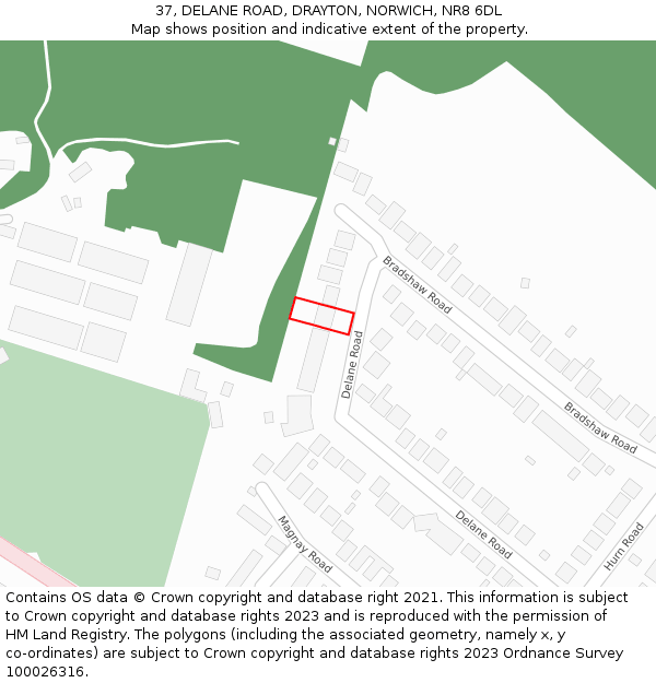 37, DELANE ROAD, DRAYTON, NORWICH, NR8 6DL: Location map and indicative extent of plot