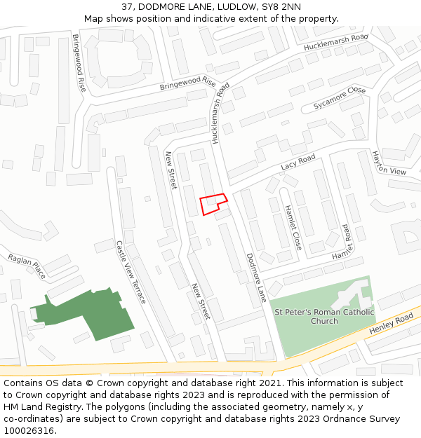 37, DODMORE LANE, LUDLOW, SY8 2NN: Location map and indicative extent of plot