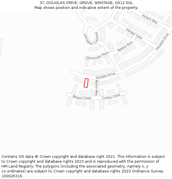 37, DOUGLAS DRIVE, GROVE, WANTAGE, OX12 0GL: Location map and indicative extent of plot