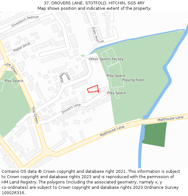 37, DROVERS LANE, STOTFOLD, HITCHIN, SG5 4RY: Location map and indicative extent of plot