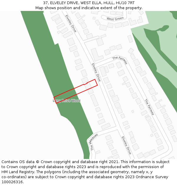 37, ELVELEY DRIVE, WEST ELLA, HULL, HU10 7RT: Location map and indicative extent of plot