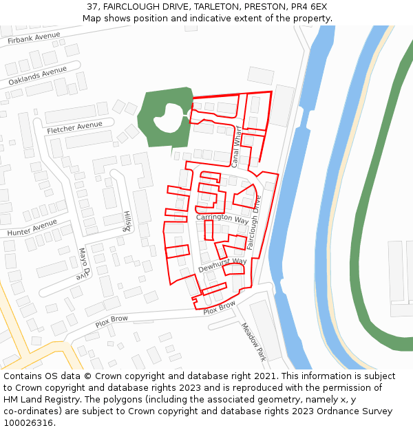 37, FAIRCLOUGH DRIVE, TARLETON, PRESTON, PR4 6EX: Location map and indicative extent of plot