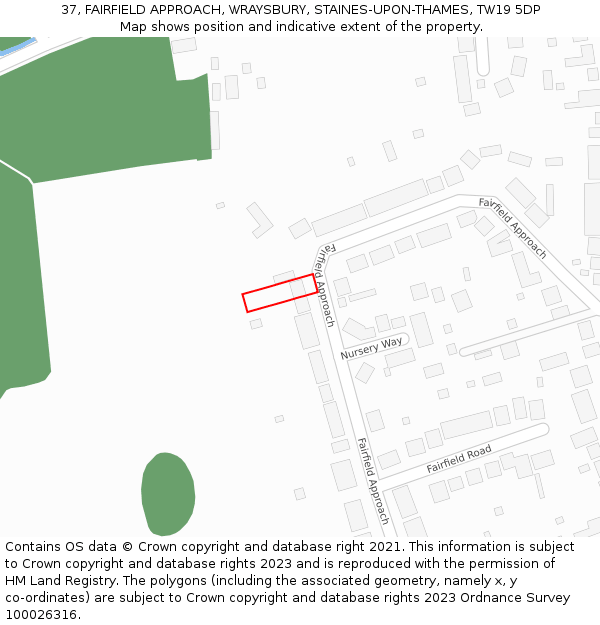 37, FAIRFIELD APPROACH, WRAYSBURY, STAINES-UPON-THAMES, TW19 5DP: Location map and indicative extent of plot