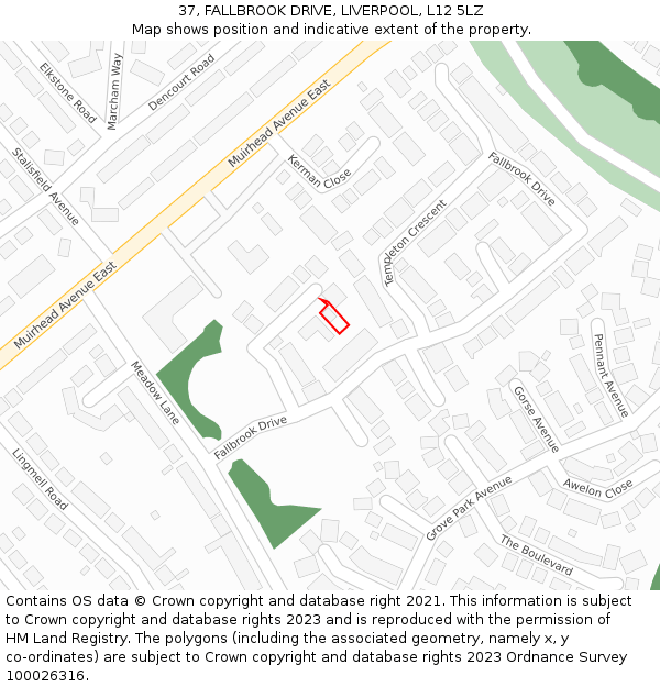 37, FALLBROOK DRIVE, LIVERPOOL, L12 5LZ: Location map and indicative extent of plot