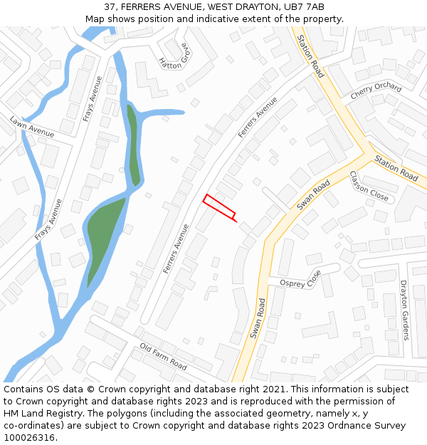 37, FERRERS AVENUE, WEST DRAYTON, UB7 7AB: Location map and indicative extent of plot