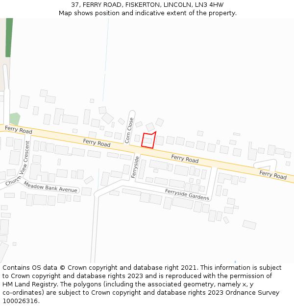 37, FERRY ROAD, FISKERTON, LINCOLN, LN3 4HW: Location map and indicative extent of plot