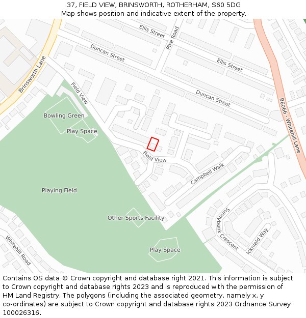 37, FIELD VIEW, BRINSWORTH, ROTHERHAM, S60 5DG: Location map and indicative extent of plot