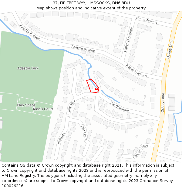 37, FIR TREE WAY, HASSOCKS, BN6 8BU: Location map and indicative extent of plot