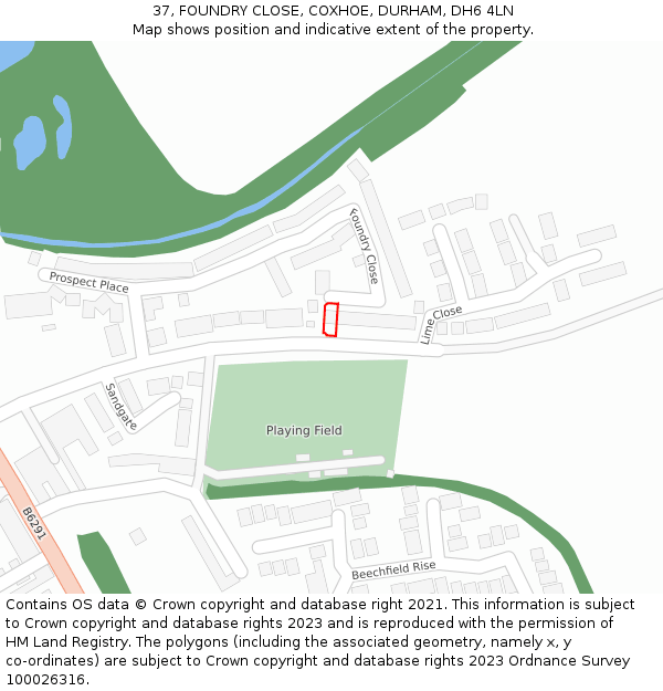 37, FOUNDRY CLOSE, COXHOE, DURHAM, DH6 4LN: Location map and indicative extent of plot