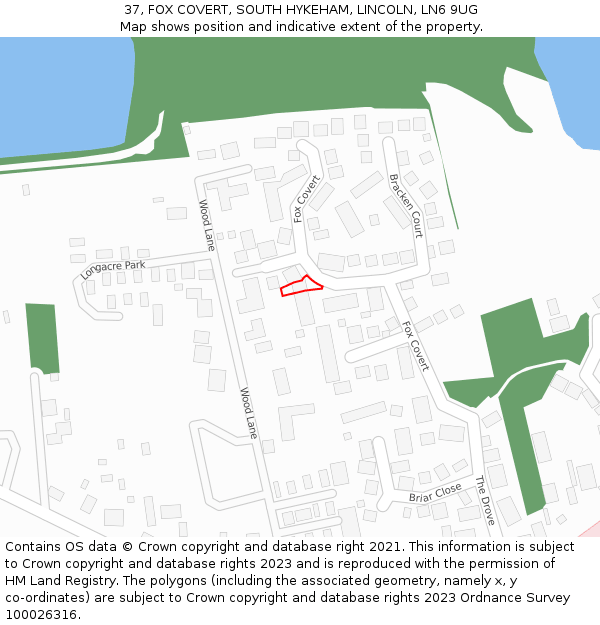 37, FOX COVERT, SOUTH HYKEHAM, LINCOLN, LN6 9UG: Location map and indicative extent of plot