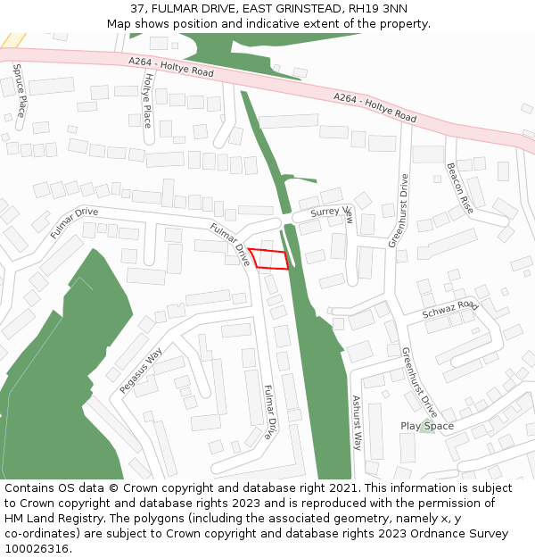 37, FULMAR DRIVE, EAST GRINSTEAD, RH19 3NN: Location map and indicative extent of plot