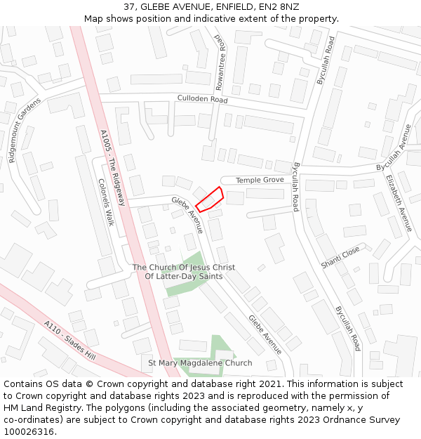 37, GLEBE AVENUE, ENFIELD, EN2 8NZ: Location map and indicative extent of plot
