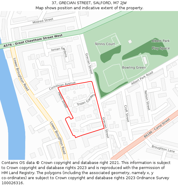 37, GRECIAN STREET, SALFORD, M7 2JW: Location map and indicative extent of plot