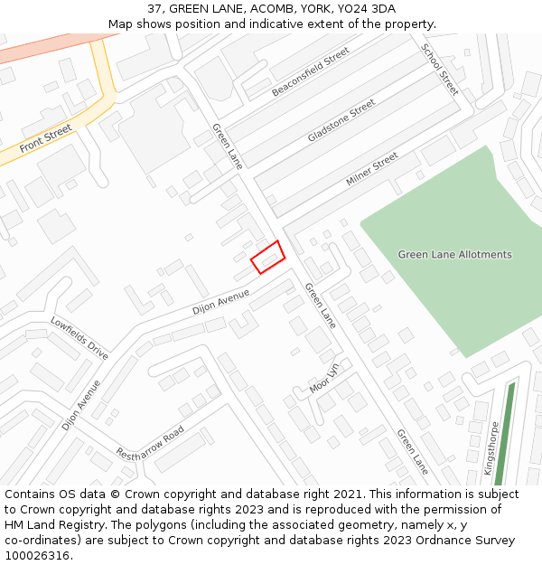 37, GREEN LANE, ACOMB, YORK, YO24 3DA: Location map and indicative extent of plot