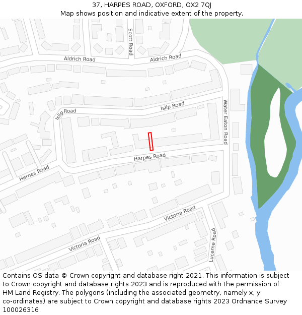 37, HARPES ROAD, OXFORD, OX2 7QJ: Location map and indicative extent of plot