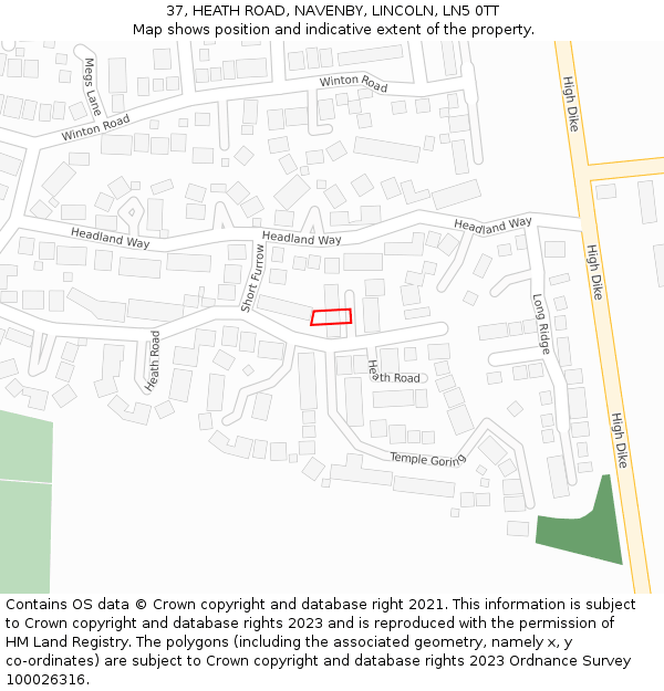 37, HEATH ROAD, NAVENBY, LINCOLN, LN5 0TT: Location map and indicative extent of plot