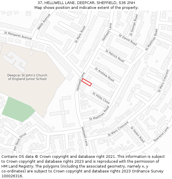 37, HELLIWELL LANE, DEEPCAR, SHEFFIELD, S36 2NH: Location map and indicative extent of plot