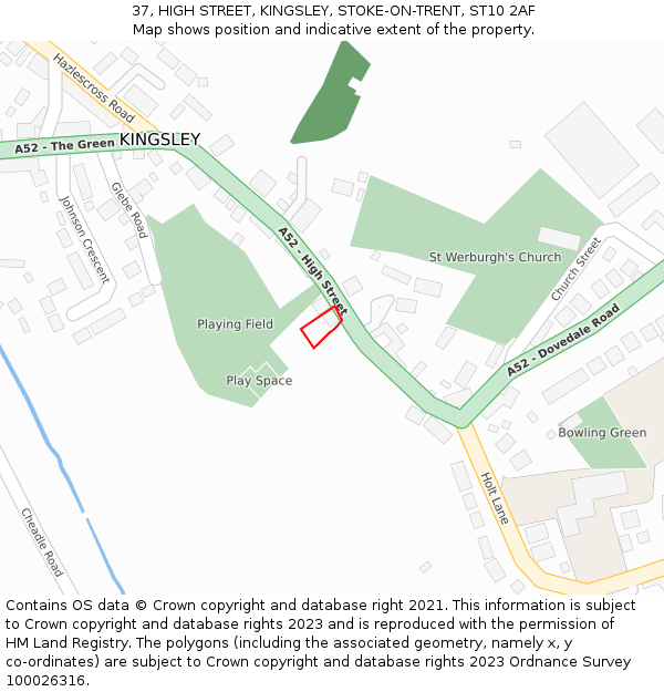 37, HIGH STREET, KINGSLEY, STOKE-ON-TRENT, ST10 2AF: Location map and indicative extent of plot