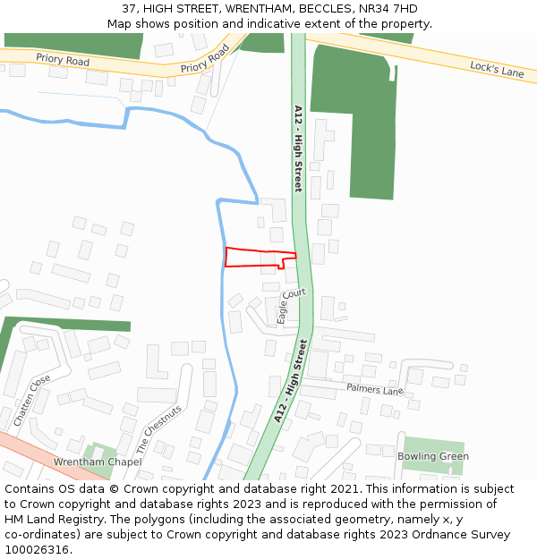 37, HIGH STREET, WRENTHAM, BECCLES, NR34 7HD: Location map and indicative extent of plot