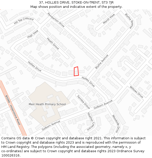 37, HOLLIES DRIVE, STOKE-ON-TRENT, ST3 7JR: Location map and indicative extent of plot