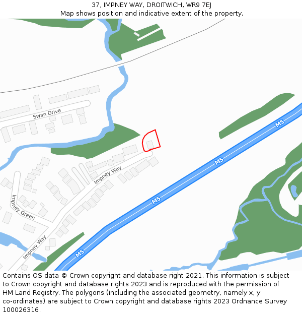 37, IMPNEY WAY, DROITWICH, WR9 7EJ: Location map and indicative extent of plot