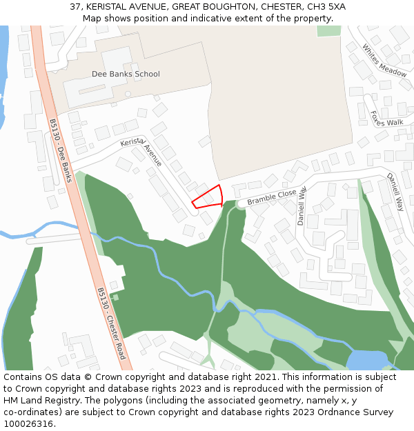 37, KERISTAL AVENUE, GREAT BOUGHTON, CHESTER, CH3 5XA: Location map and indicative extent of plot