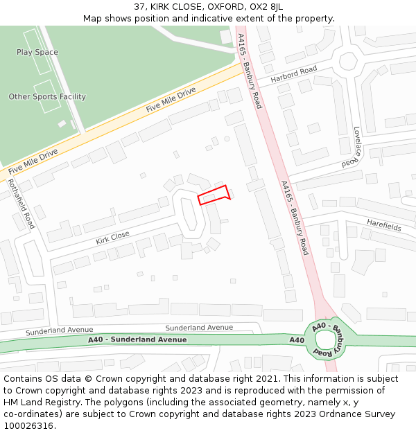 37, KIRK CLOSE, OXFORD, OX2 8JL: Location map and indicative extent of plot