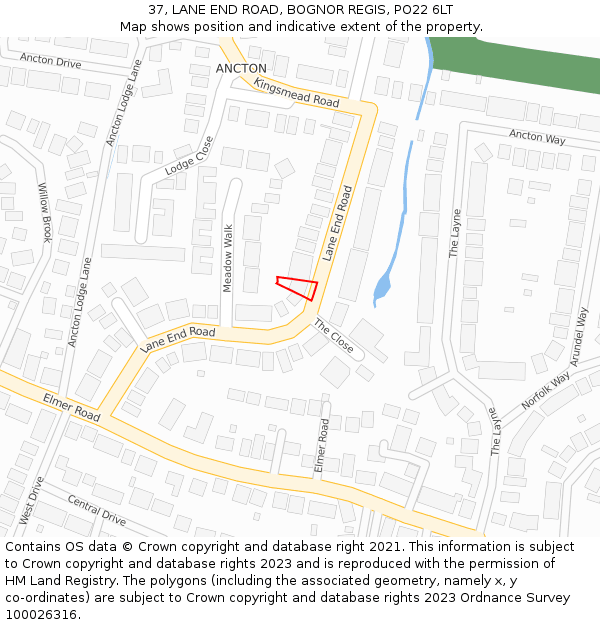 37, LANE END ROAD, BOGNOR REGIS, PO22 6LT: Location map and indicative extent of plot
